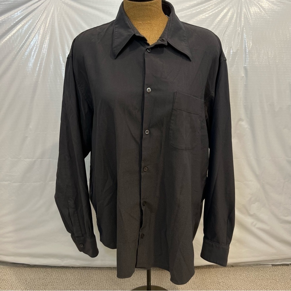 Armani Collezioni Dress Shirt Men’s Size XL Gray Button Down Shirt Made In Italy
